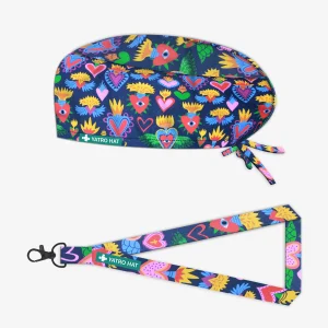 Gorro Quirúrgico y Lanyard Fire Heart Pelo Largo